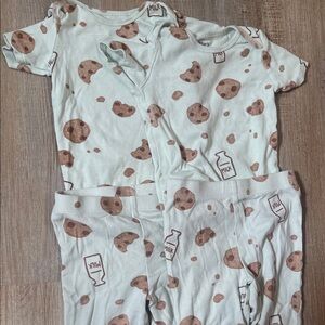 Twin pajama set- Carter's Cream Pajama Set with Brown Milk & Cookie Print